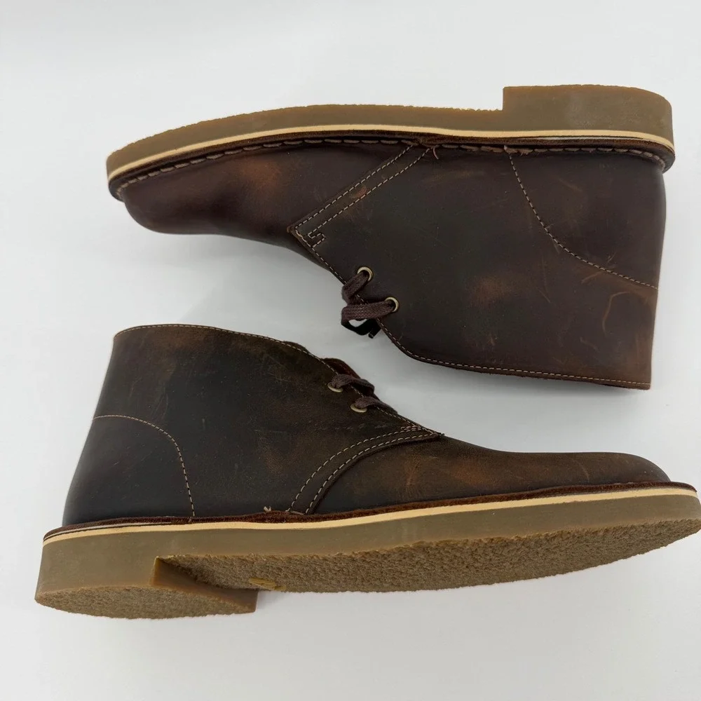 Clarks Chukka Boots Mens 7.5 Brown Shepton Beeswax Leather Desert Ankle Boots